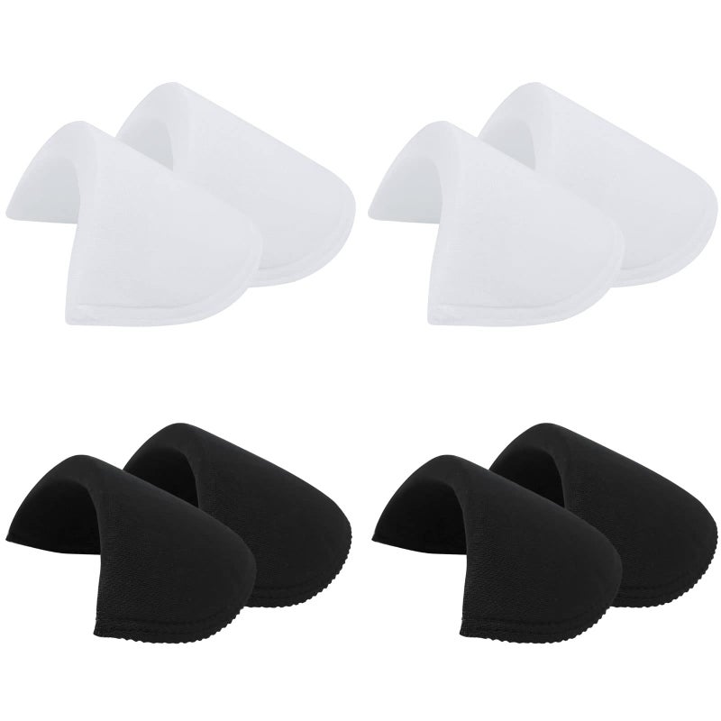 LhyBtm 4 Pairs Covered Set-in Shoulder Pads Sewing Foam Pads Sponge Shoulder Pad Shoulder Enhancer for Women Men Blazer Suit Coat Jacket Clothes Sewing Accessories (2 Black + 2 White) - Image 1